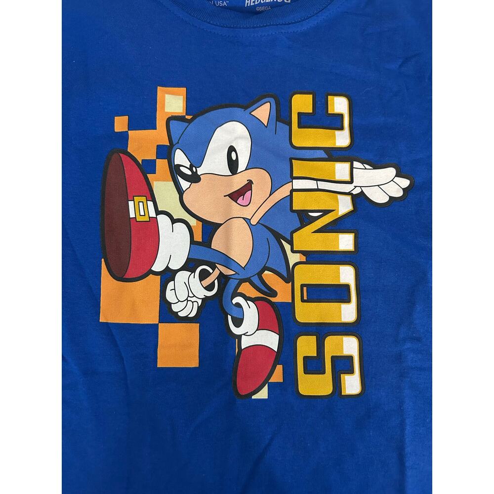 SEGA SONIC THE HEDGEHOG Graphic Tee NEW Blue SS Cotton Size YXL (14/16)